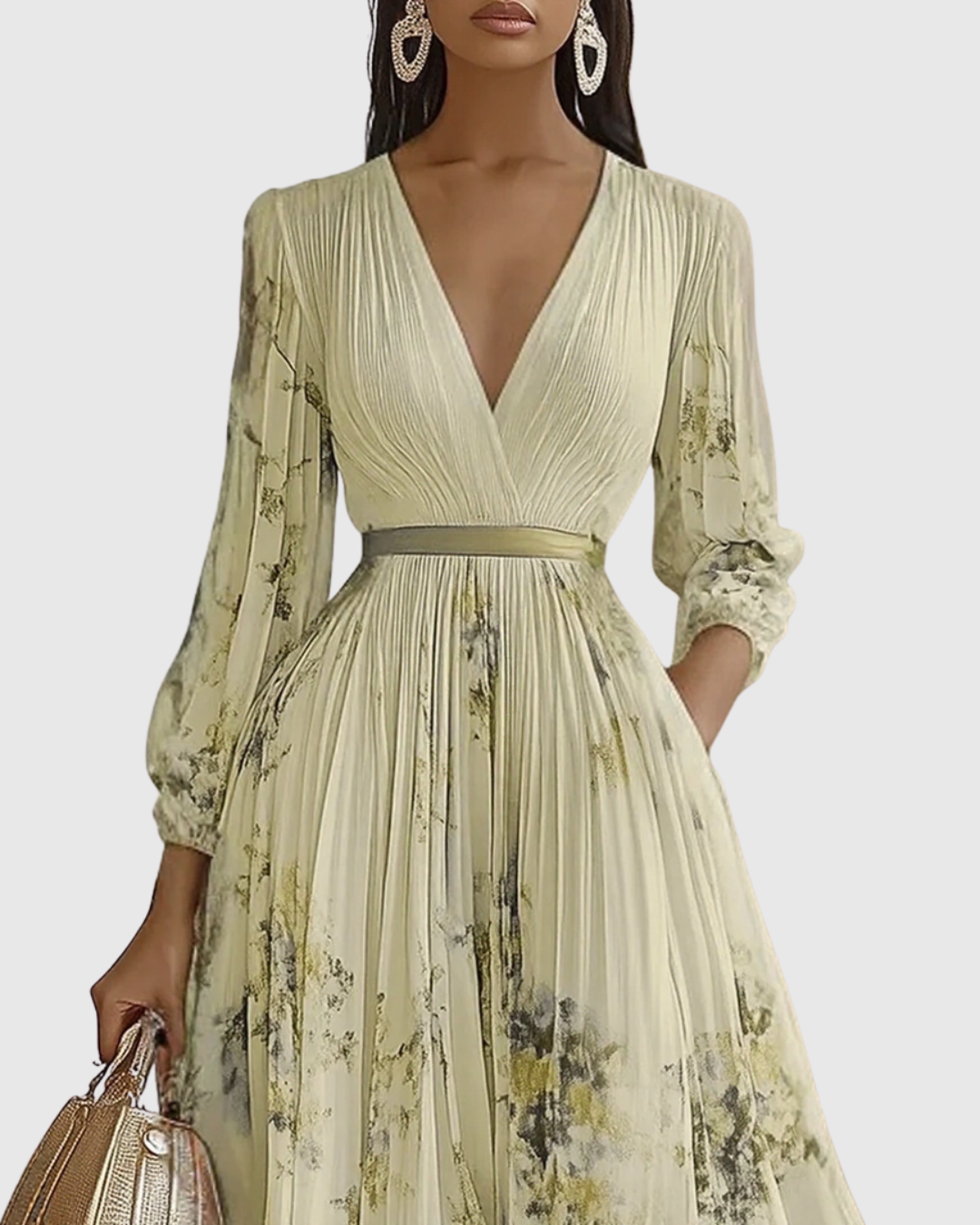 Damen Maxikleid Plissiert Regular Fit Elegant Freizeit