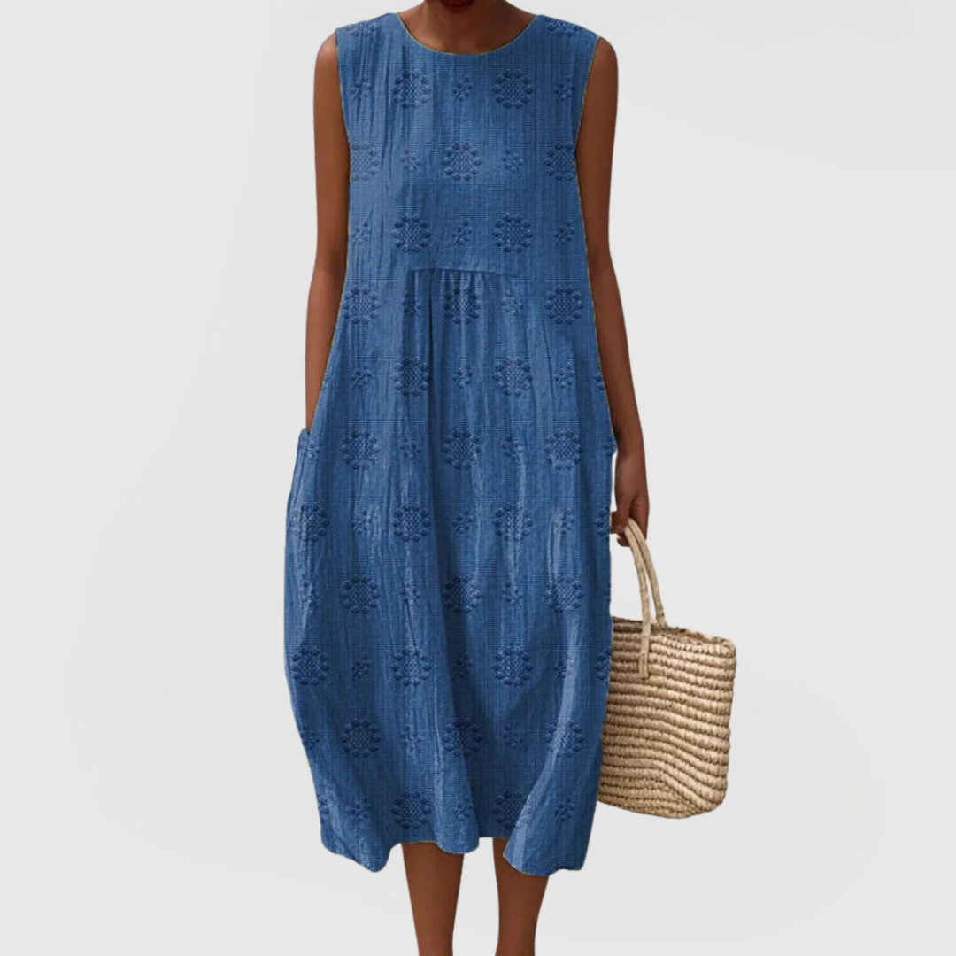 Damen Ärmelloses Kleid Relaxed Fit Sommer Freizeit mit Taschen