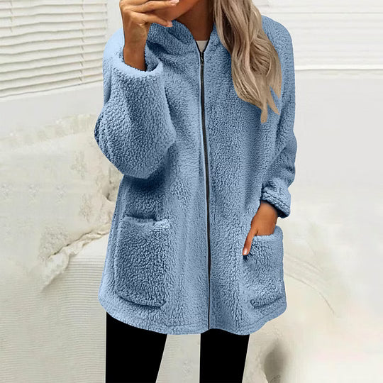 Damen Fleecejacke Regular Fit Freizeit mit hohem Kragen und Reißverschluss