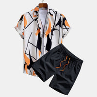 Rudi | Herren Sommer Freizeit Set Relaxed Fit Kurzarmhemd und Shorts
