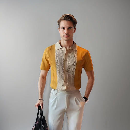 Herren Poloshirt Regular Fit Smart Casual mit Kontrastpaneel