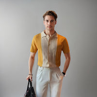 Herren Poloshirt Regular Fit Smart Casual mit Kontrastpaneel