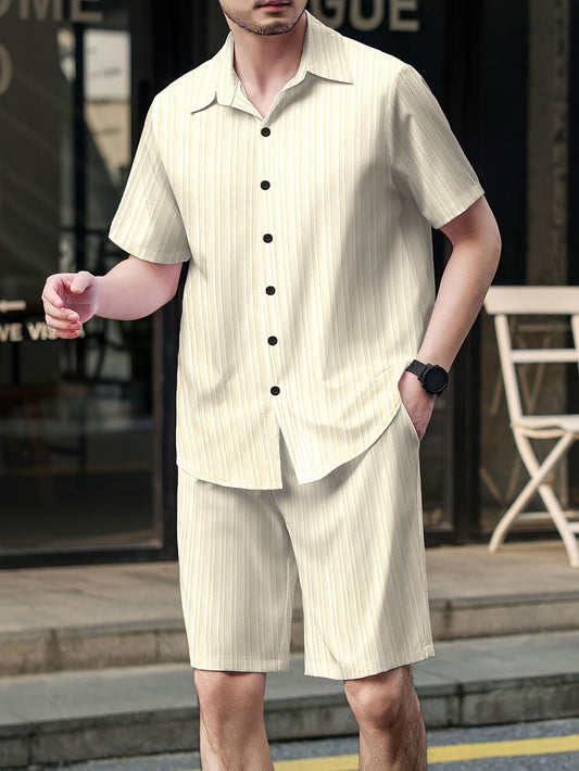 Callan | Herren Freizeit Set Relaxed Fit Kurzarm Hemd & Shorts Sommer