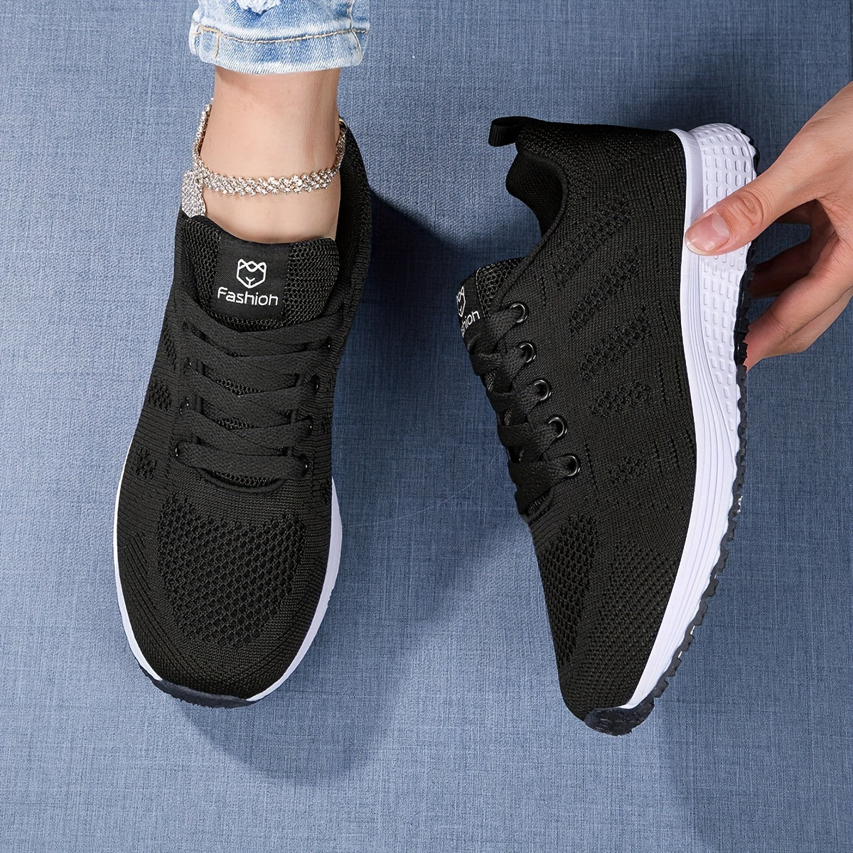 Leichte Strick-Sneaker Damen Regular Fit Freizeit Sommer