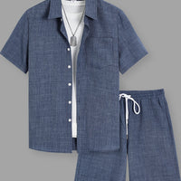 Bruno | Herren Sommer Set Regular Fit Freizeit Kurzarmhemd & Shorts