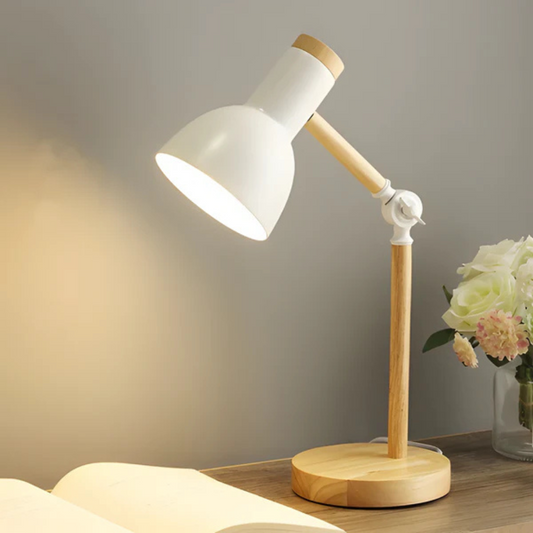 Verstellbare LED-Tischlampe Modernes Holz-Metall Design Wohnzimmer