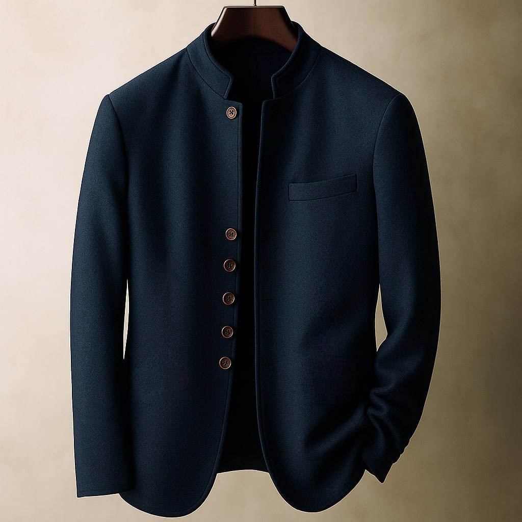 Wolljacke Herren Regular Fit Freizeit Stehkragen minimalistisch
