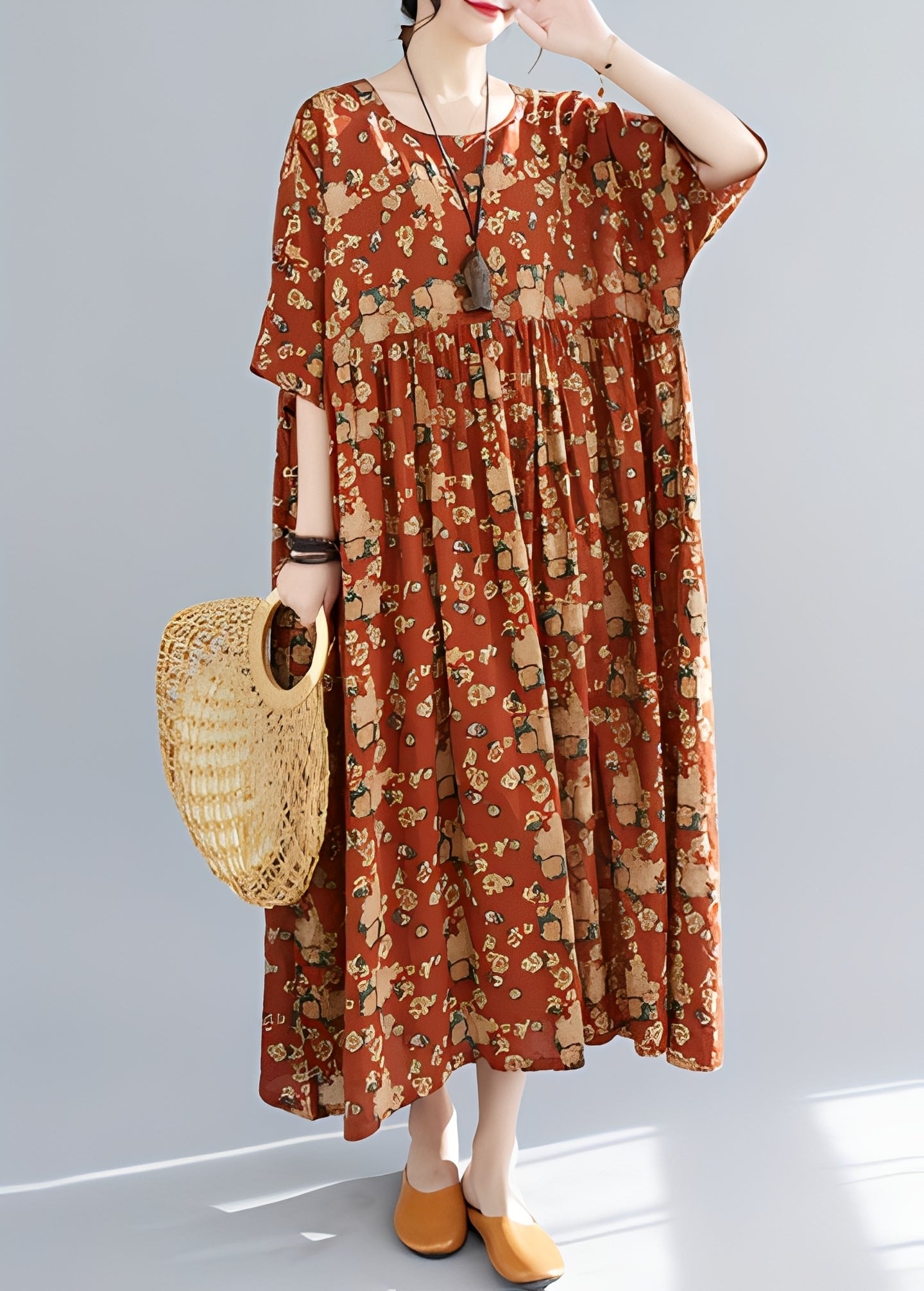 Damen Kleid Relaxed Fit Sommer Elegant mit weitem Saum
