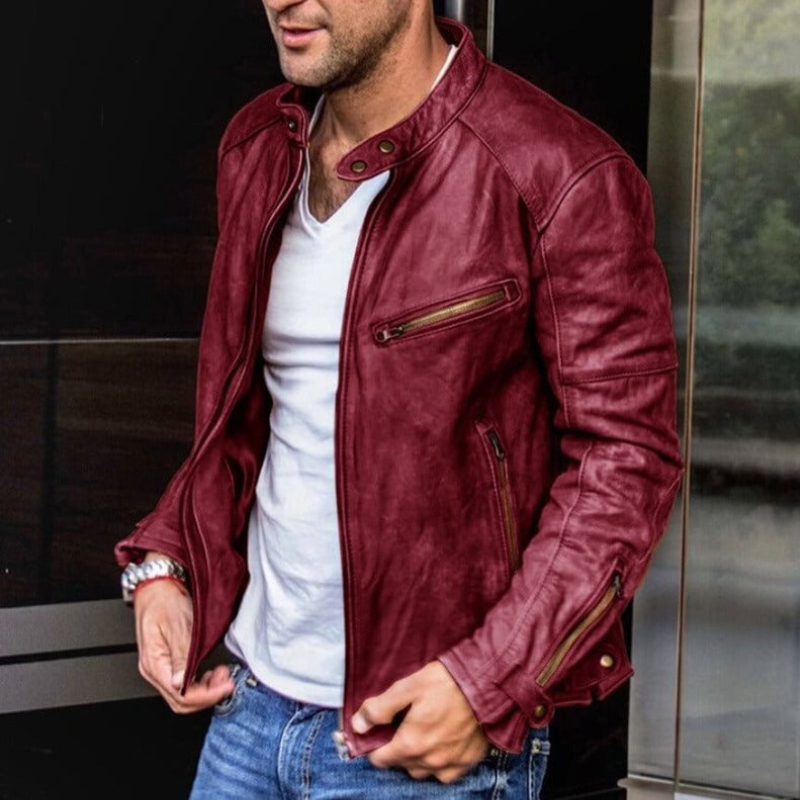 Lederjacke Herren – Übergangsjacke mit Reißverschluss | Bikerjacke Herren, Leicht & Stilvoll