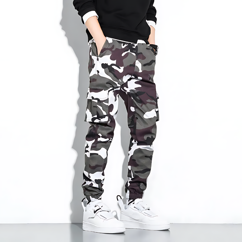 Herren Cargo-Hose Slim Fit Freizeit Camouflage