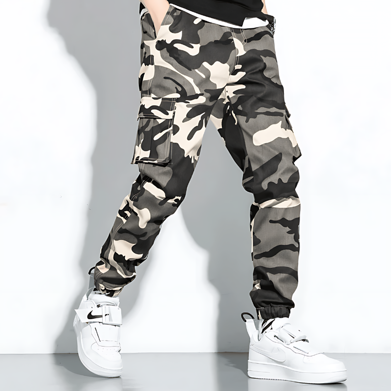 Herren Cargo-Hose Slim Fit Freizeit Camouflage