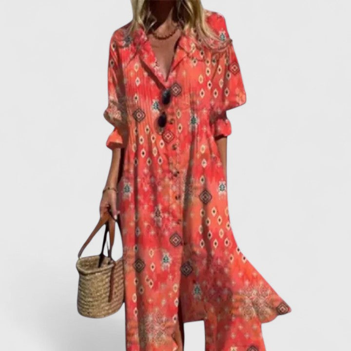 Damen Boho Kleid Elegant Regular Fit Freizeit