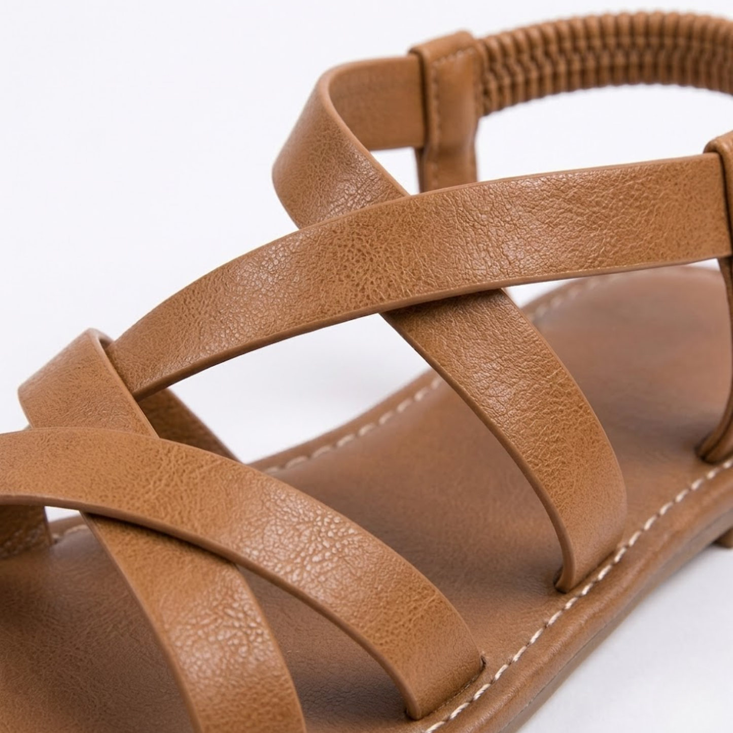 Sandalen Damen Flach Überkreuzte Riemen Knöchelriemen Sommer