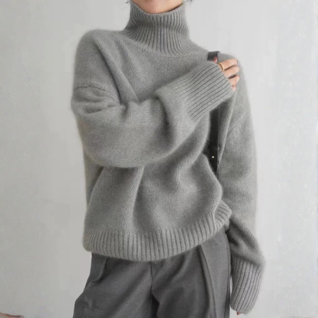 Kaschmir Rollkragenpullover Damen Relaxed Fit Freizeit
