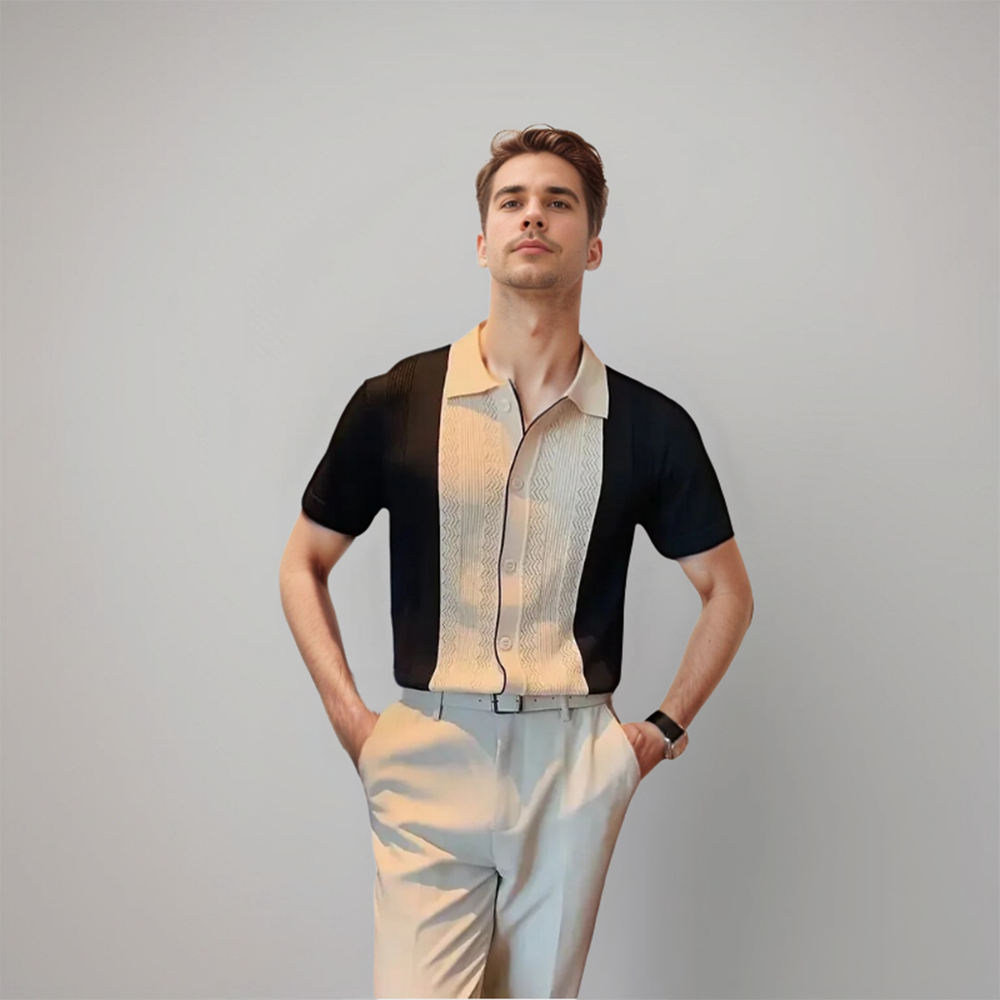 Herren Poloshirt Regular Fit Smart Casual mit Kontrastpaneel