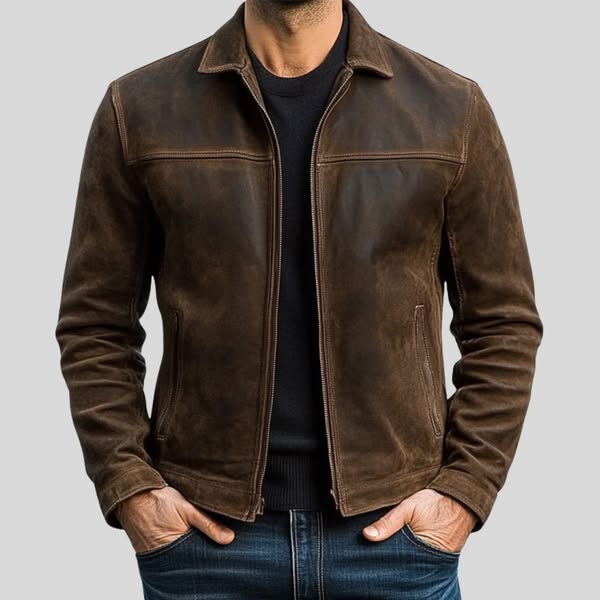 Lederjacke Herren Regular Fit Freizeit Zeitlos Modern