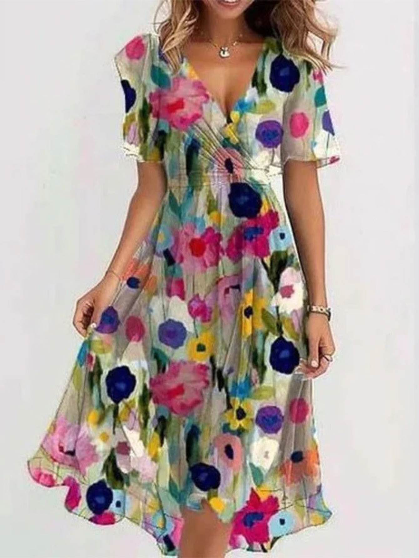Damen Sommerkleid Relaxed Fit Freizeit mit Bauchbedeckung