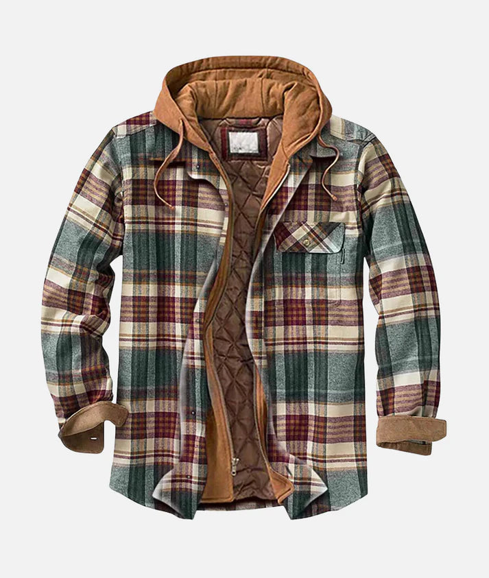 Herren Flanelljacke Patchwork Regular Fit Freizeit Winter
