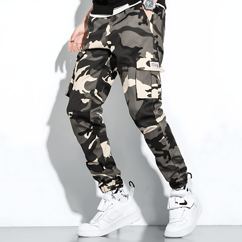 Herren Cargo-Hose Slim Fit Freizeit Camouflage