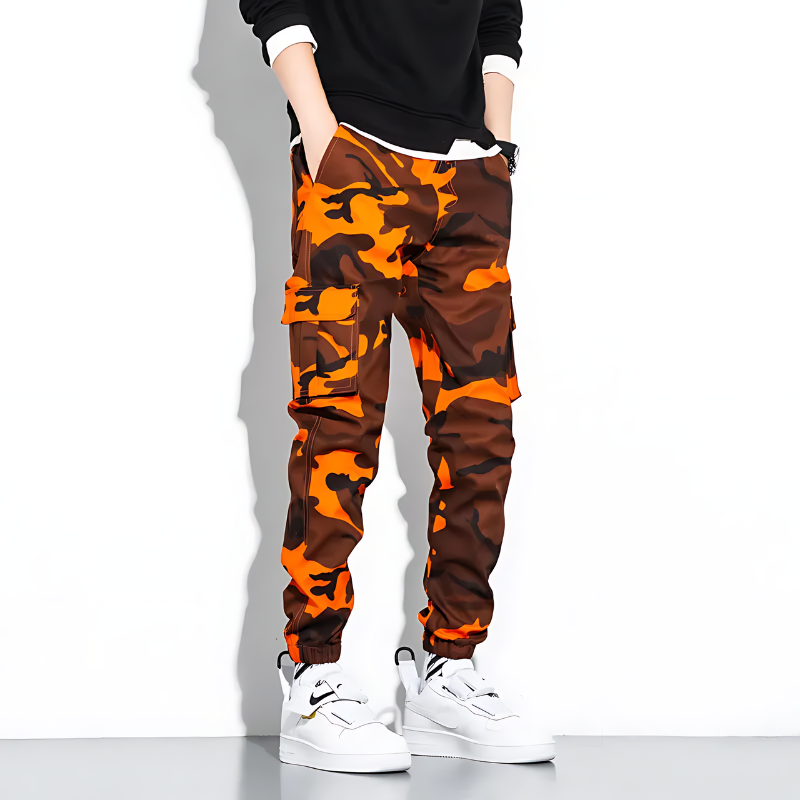 Herren Cargo-Hose Slim Fit Freizeit Camouflage