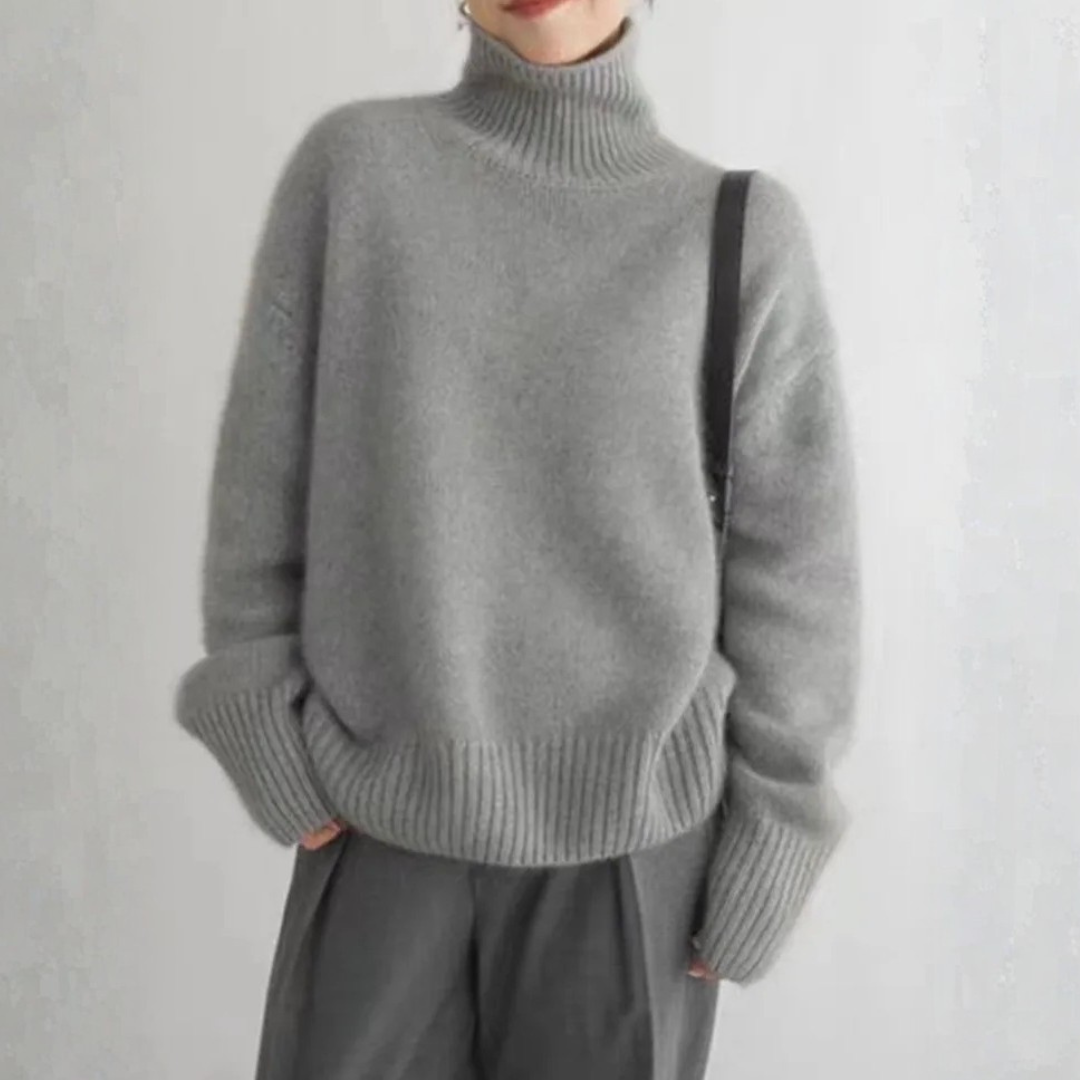 Kaschmir Rollkragenpullover Damen Relaxed Fit Freizeit