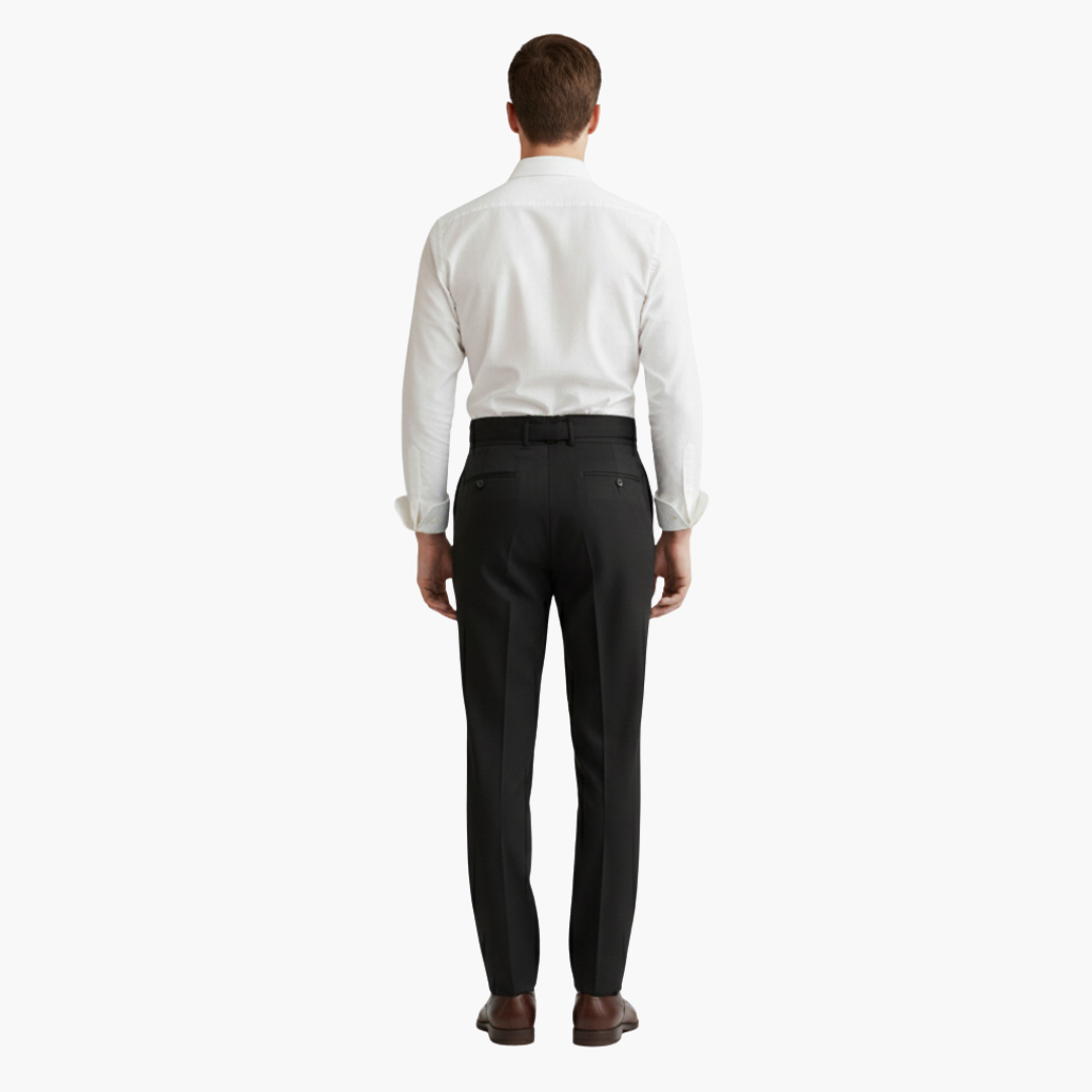 Hochtaillierte Herrenhose mit verstellbarem Schnallverschluss und seitlichen Taschen