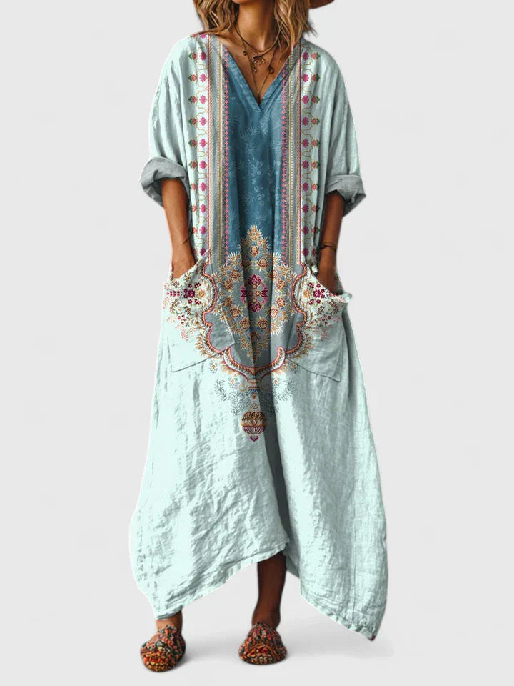 Damen Kleid Relaxed Fit Freizeit Boho Stil