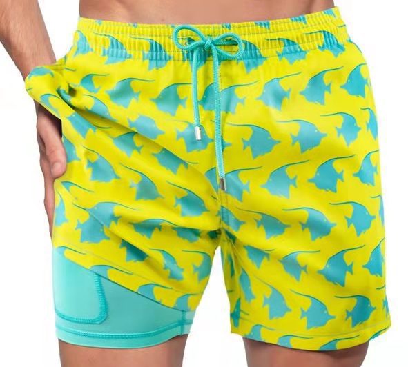 Doppellagige Strandshorts Herren Regular Fit Freizeit Sommer