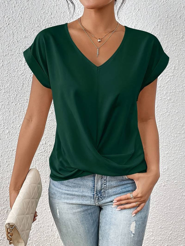 Damen Kurzarmshirt V-Ausschnitt Regular Fit Freizeit