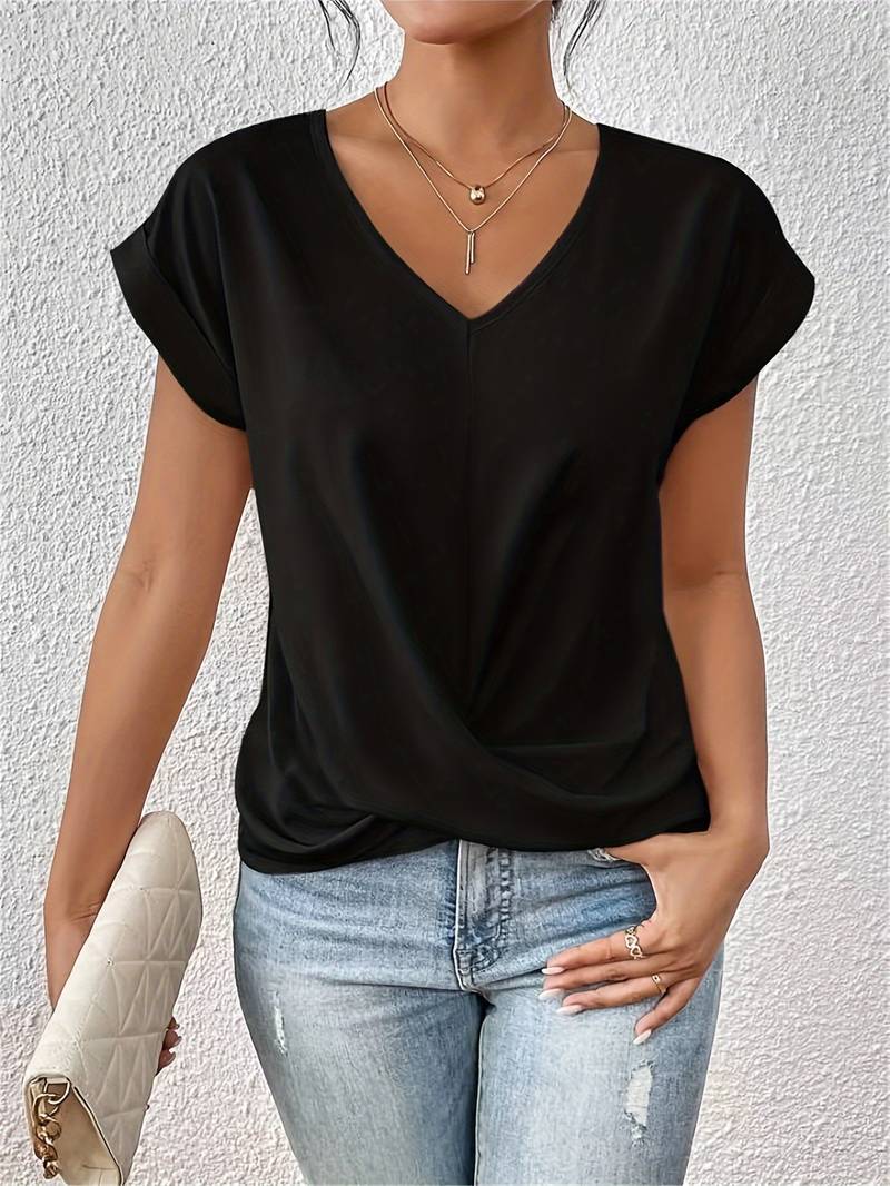Damen Kurzarmshirt V-Ausschnitt Regular Fit Freizeit