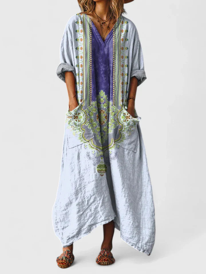 Damen Kleid Relaxed Fit Freizeit Boho Stil