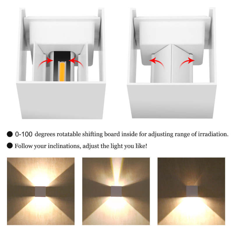 Verstellbare LED-Außenwandlampe Quadrat Modern Garten