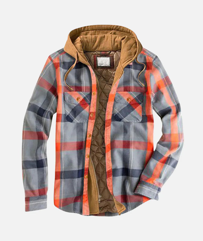 Herren Flanelljacke Patchwork Regular Fit Freizeit Winter