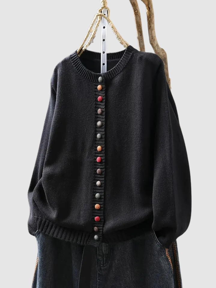 Damen Strickcardigan Relaxed Fit Freizeit mehrfarbige Knöpfe