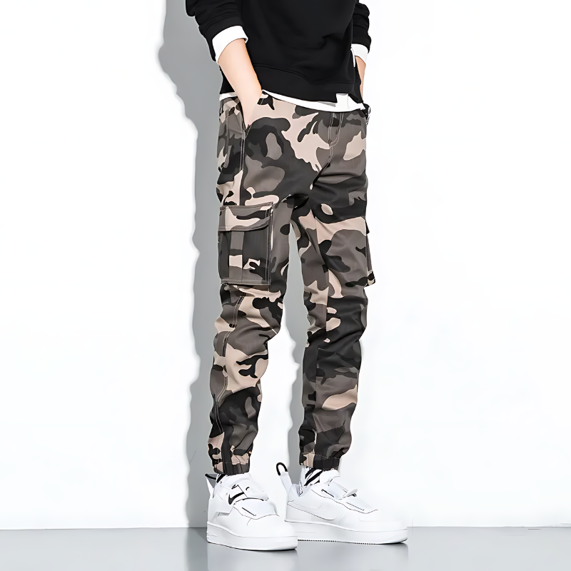 Herren Cargo-Hose Slim Fit Freizeit Camouflage