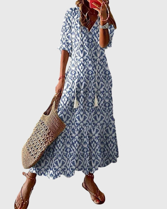 Damen Sommerkleid Boho Vintage Regular Fit Freizeit
