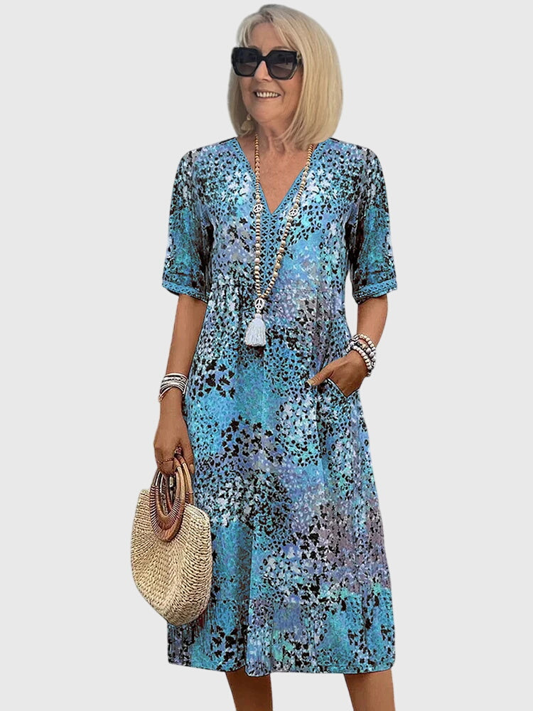 Damen Bedrucktes Midi-Kleid Relaxed Fit Freizeit