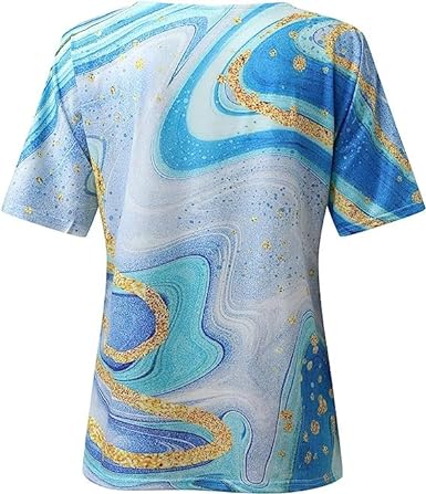 Damen T-Shirt Relaxed Fit Freizeit Boho Marmormuster