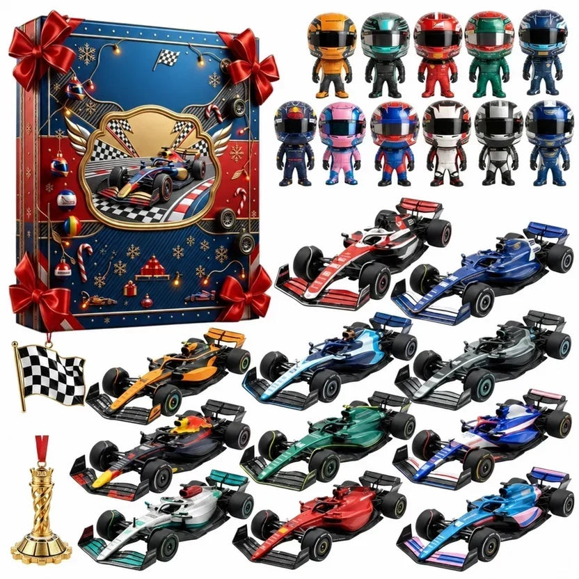 Adventskalender mit 24 klassischen Miniaturautos und Motorrädern