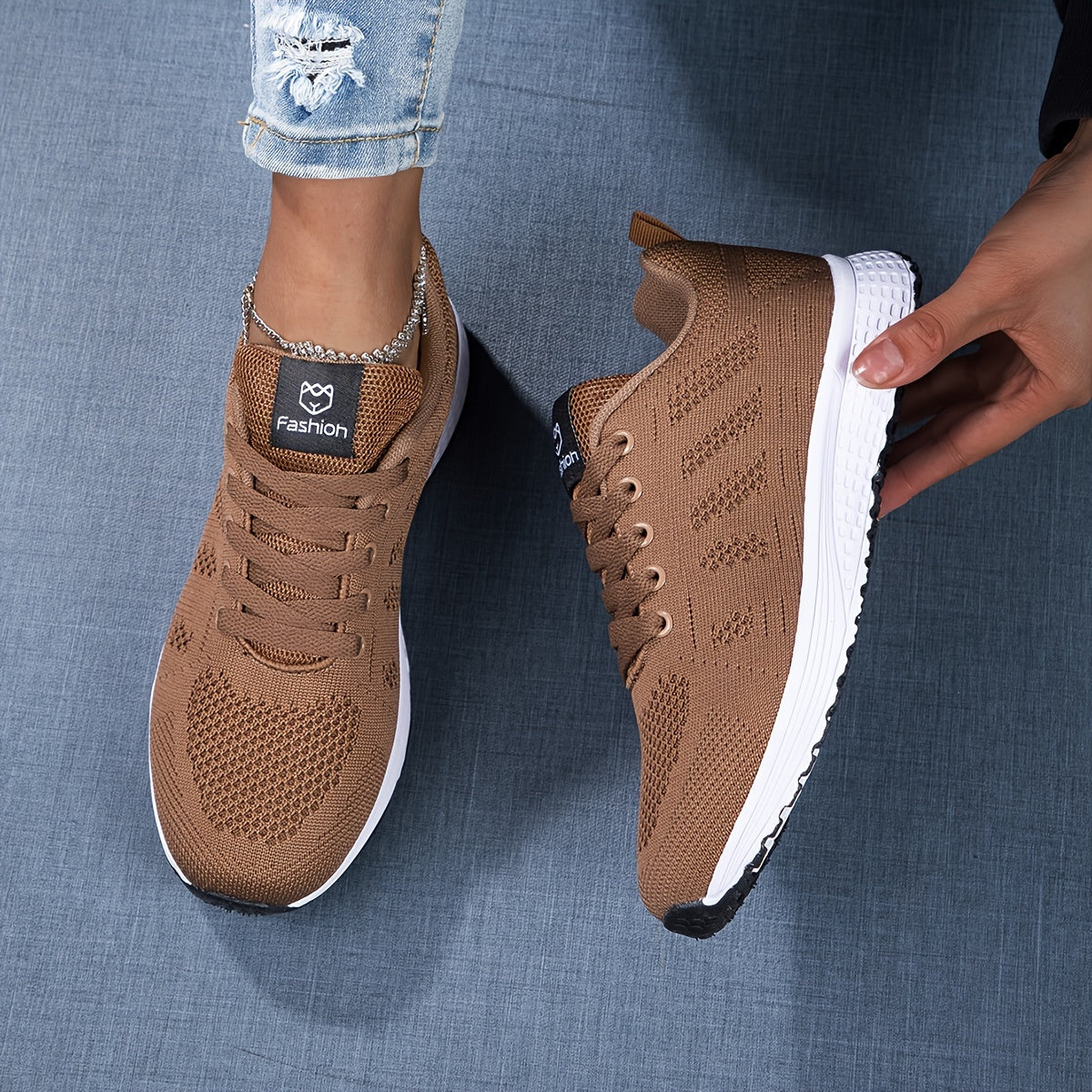 Leichte Strick-Sneaker Damen Regular Fit Freizeit Sommer
