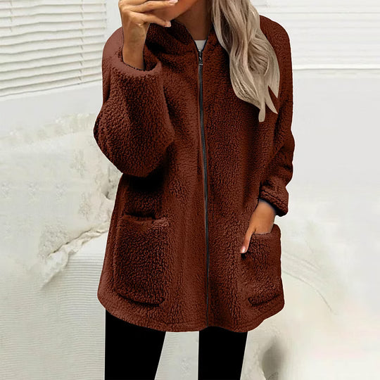 Damen Fleecejacke Regular Fit Freizeit mit hohem Kragen und Reißverschluss