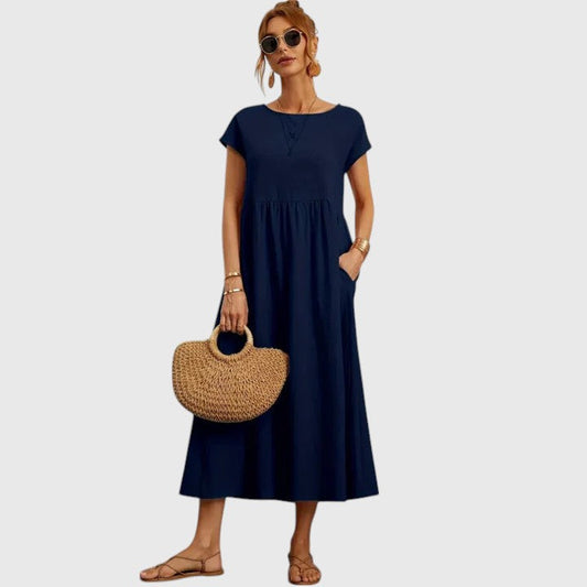 Damen Midi-Kleid Relaxed Fit Freizeit bequem sommerlich