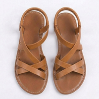 Sandalen Damen Flach Überkreuzte Riemen Knöchelriemen Sommer