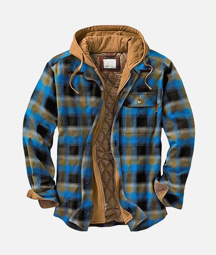 Herren Flanelljacke Patchwork Regular Fit Freizeit Winter