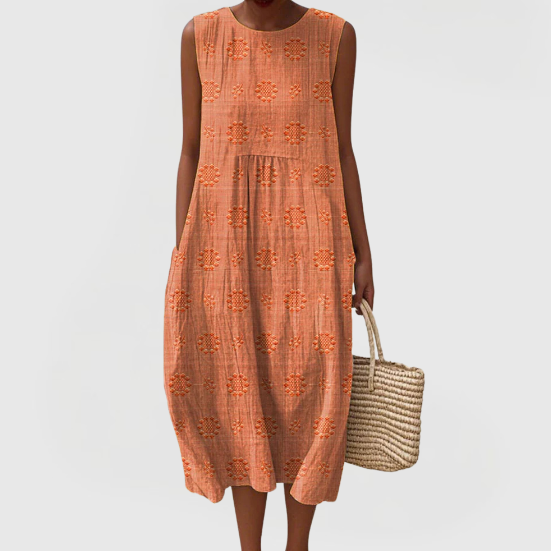 Damen Ärmelloses Kleid Relaxed Fit Sommer Freizeit mit Taschen