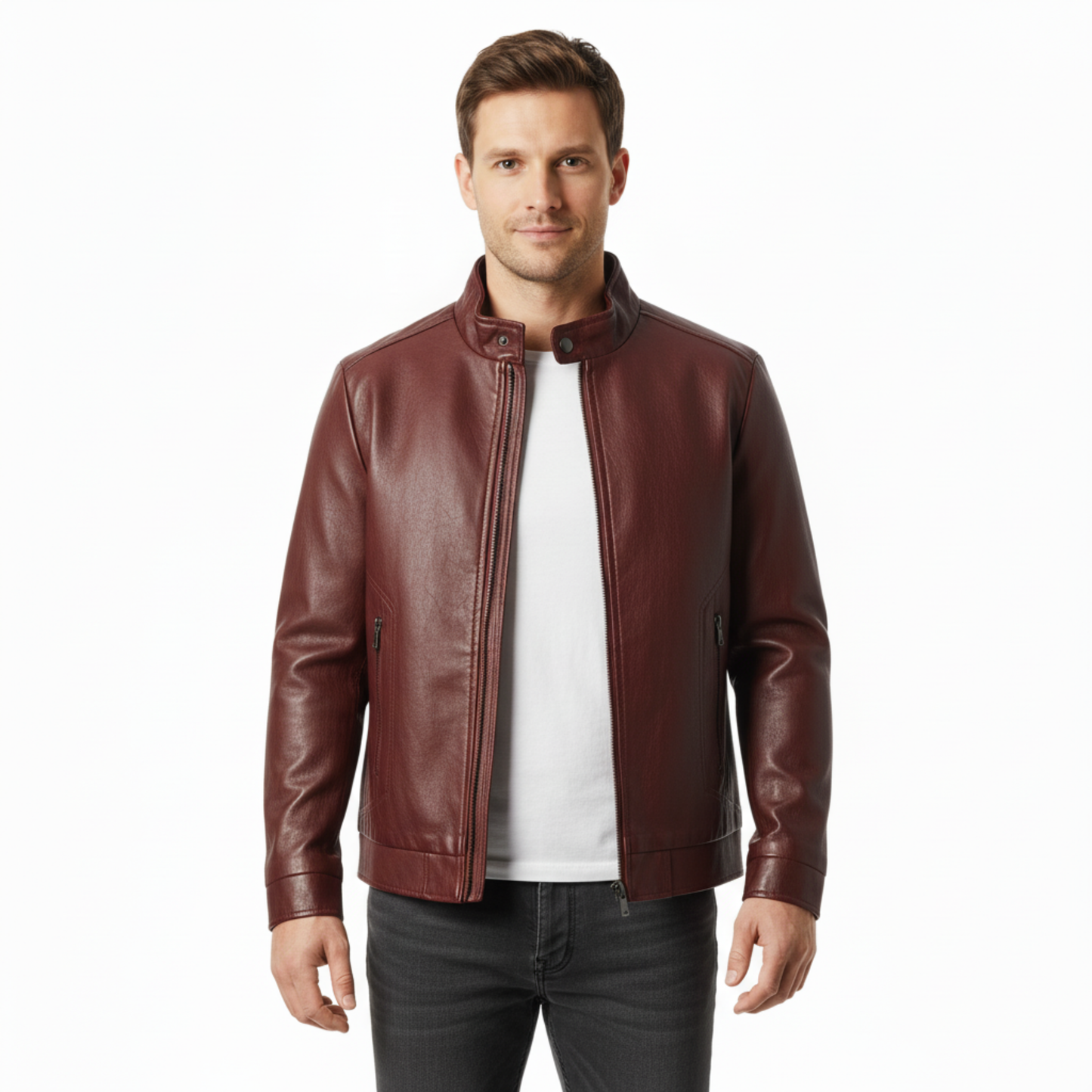 Lederjacke Herren Regular Fit Freizeit & Übergangszeit