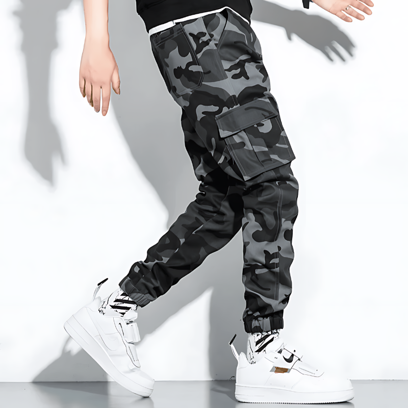 Herren Cargo-Hose Slim Fit Freizeit Camouflage