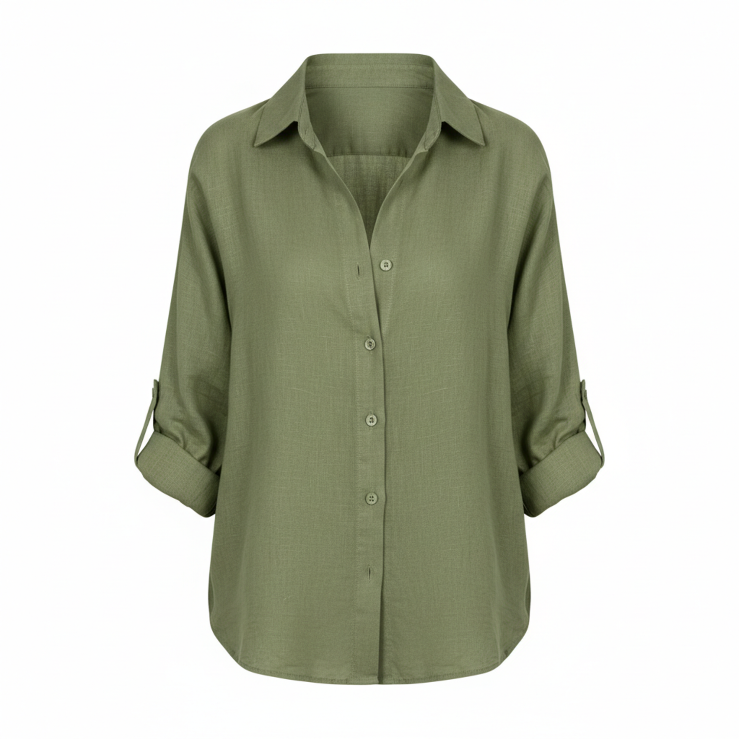 Bluse Damen Lässig Weit 3/4-Ärmel Schlitzkragen Casual