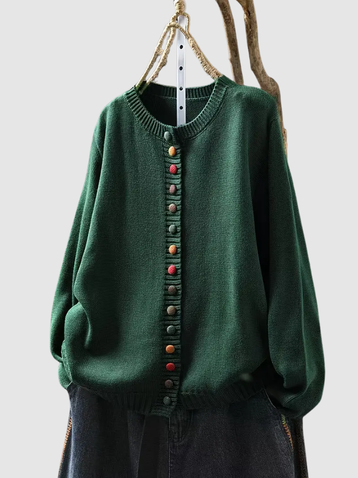 Damen Strickcardigan Relaxed Fit Freizeit mehrfarbige Knöpfe
