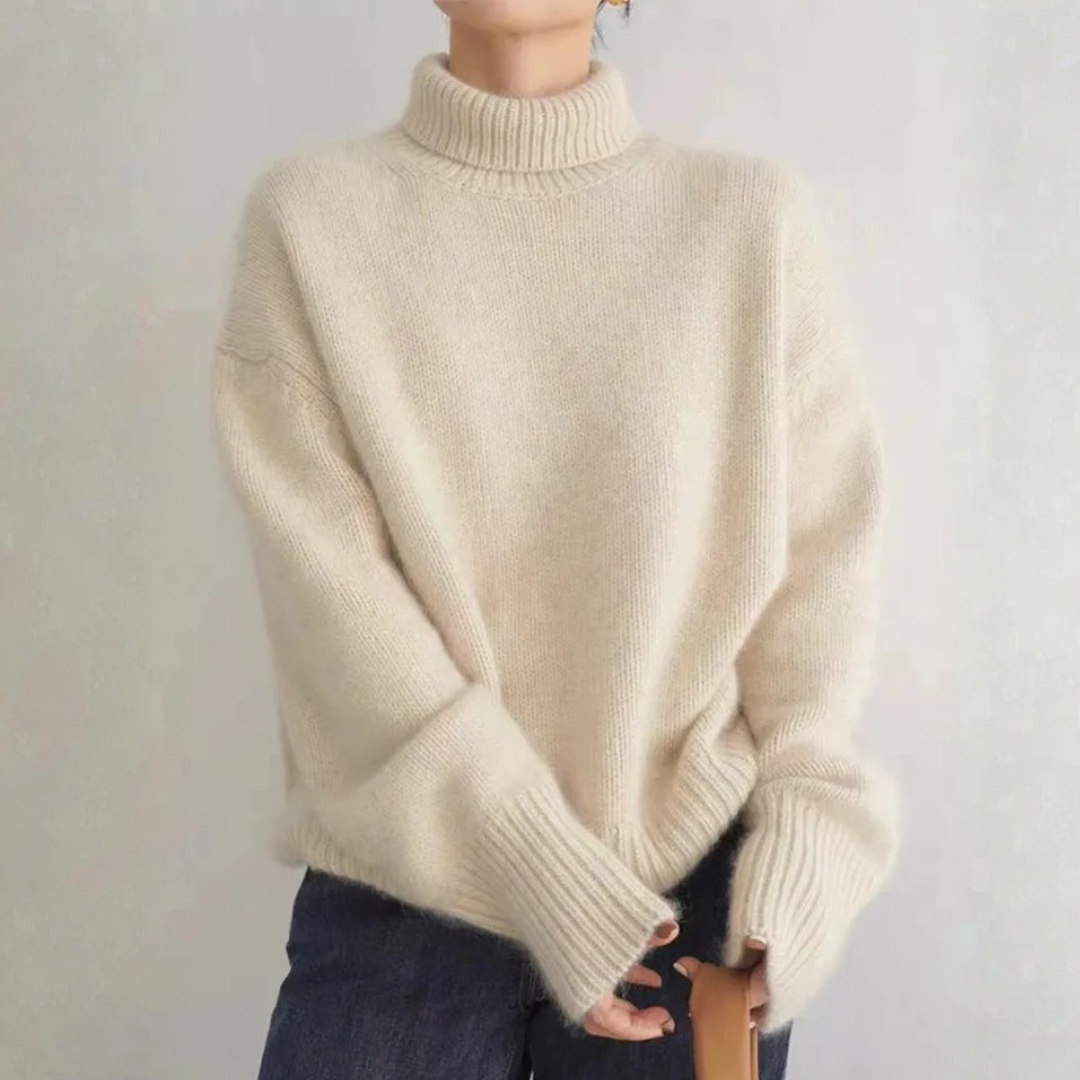 Kaschmir Rollkragenpullover Damen Relaxed Fit Freizeit
